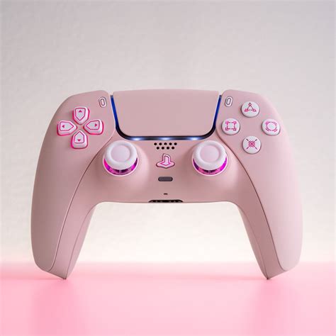 Pink PS5 Controller LED Mod With White Backlit Buttons Custom Wireless ...