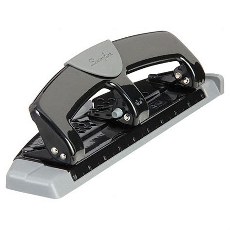 SWINGLINE, 12 Sheet Capacity, Metal, Three-Hole Paper Punch - 36XR07 ...