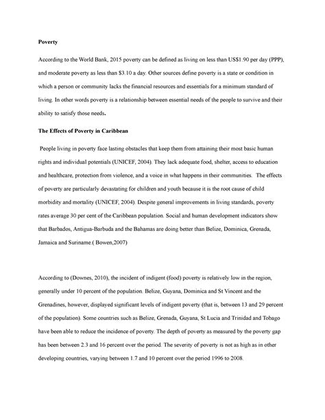 Poverty in Carib - Poverty According to the World Bank, 2015 poverty can be defined as living on ...