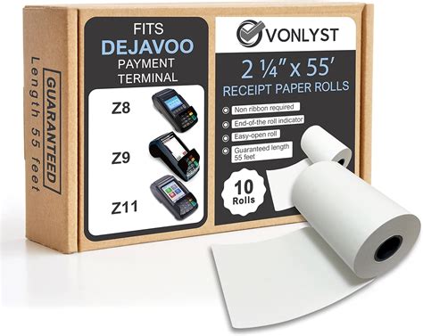 Amazon.com : Vonlyst Credit Card Machine Paper Roll for Dejavoo Z8 Z9 ...