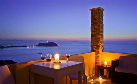 Grotta Hotel in Naxos Town (Chora) with excellent view of the sea, Portara and sunset. The Naxos ...