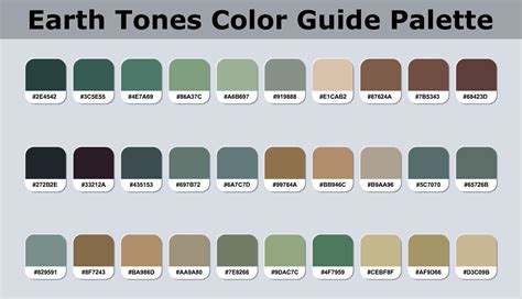 Set Of Earth tones Color Palette Catalog Sample With RGB HEX Codes Isolated In Groups For Ui ...