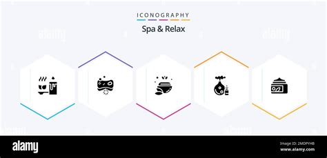 Spa And Relax 25 Glyph icon pack including oil . soap . green. bowl ...