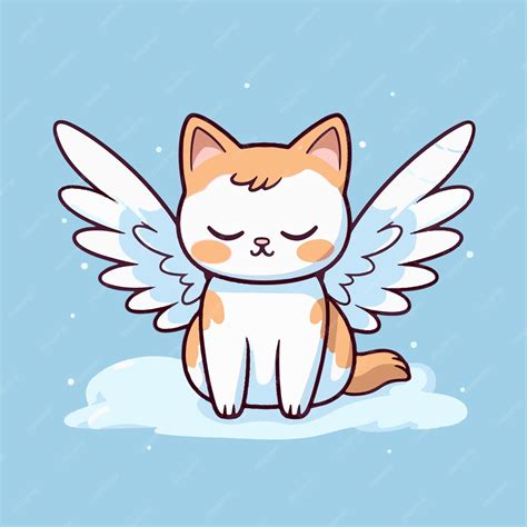 Premium Vector | Cat with angel wings on a blue background.