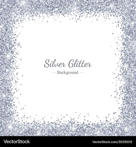 Silver glitter background square border frame Vector Image