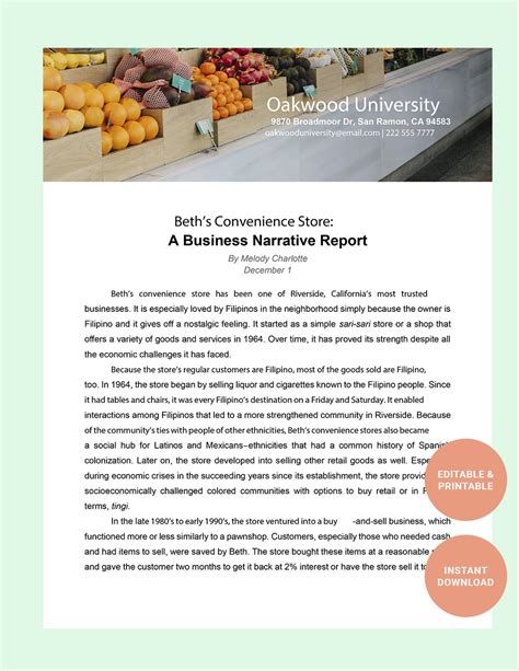 Business Narrative Report Template in Word, Google Docs - Download ...