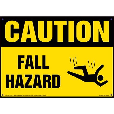 OSHA Caution Fall Hazard Sign with Image | J.J. Keller