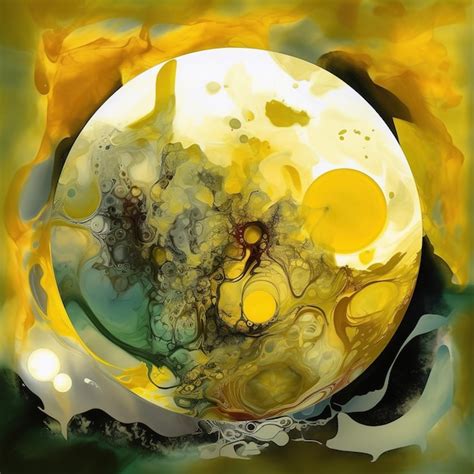 Premium Photo | A painting of a yellow moon with the word moon on it