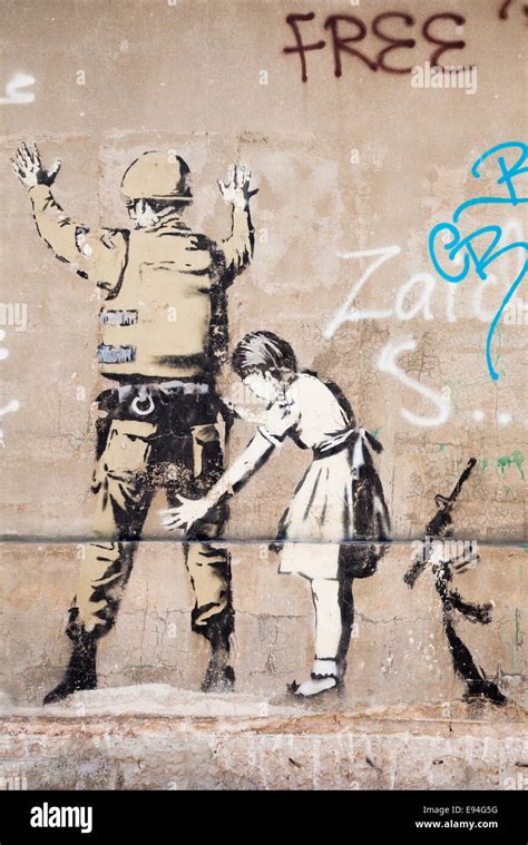 Banksy artwork on Israeli security wall, Bethlehem, Palestine Stock Photo - Alamy