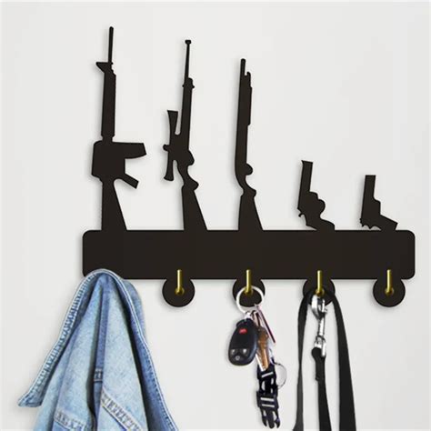 1Piece Gun Family Wall Art Decor Wall Hooks For Bag Clothing Towel Arms Wall Hanger Racks ...