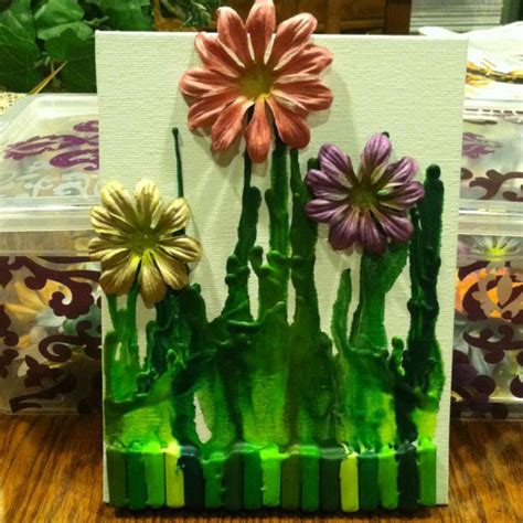 Flower Garden Melted Crayon Art ~ small 6x8 | Crayon art melted, Crayon art, Melting crayons