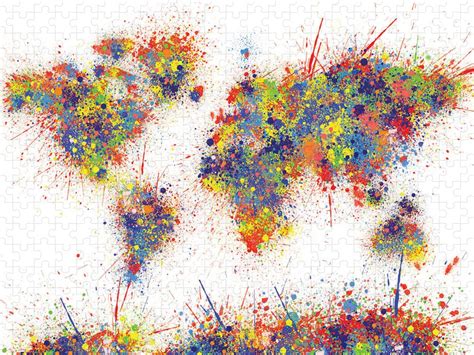 World Map Brush Paint Splatter Puzzle by Bekim M | Pixels