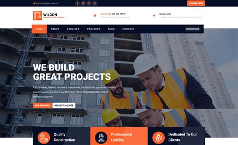 Wilcon - Free Bootstrap 4 HTML5 Construction Business Website Template