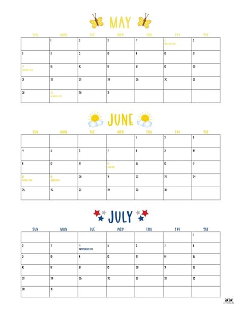 2023 Summer Calendars - 18 FREE Printables - PrintaBulk