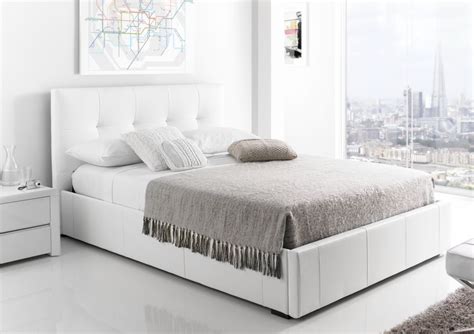 Kaydian Hexham Upholstered Storage Bed - White Leather - Storage Beds - Beds | White leather bed ...