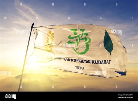 Sultan Kudarat province of Philippines flag waving on the top sunrise ...