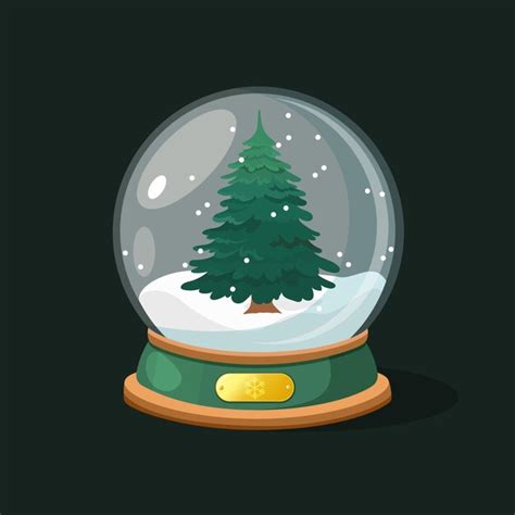 Premium Vector | Vector christmas snow globe with pine tree and snow inside