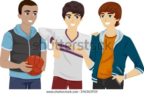 Illustration Group Male Teens Hanging Out Stock Vector (Royalty Free ...