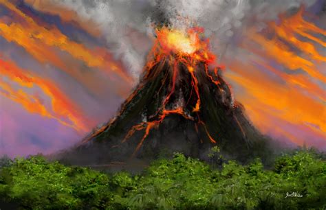 Volcano Eruption Painting