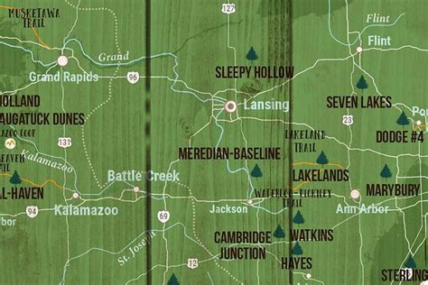 Michigan State Park Map, Canvas, Push Pin | Michigan state parks, State ...