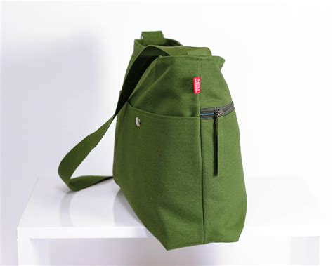 Green Messenger Bag Big Pocket Unisex College Bag Washable Crossbody Long & Adjustable Strap ...