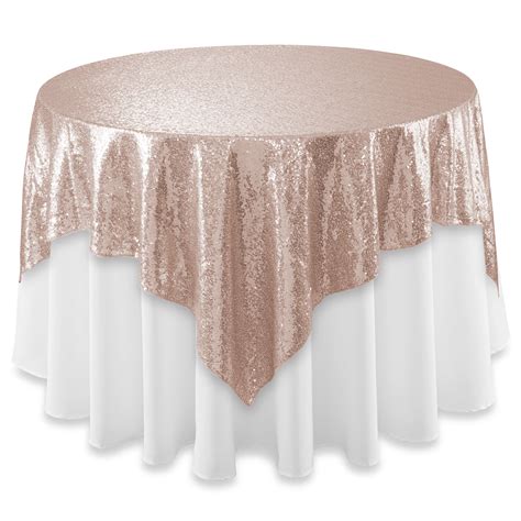 Lann's Linens 72" x 72" Rose Gold Sequin Tablecloth Overlay, Sparkly ...