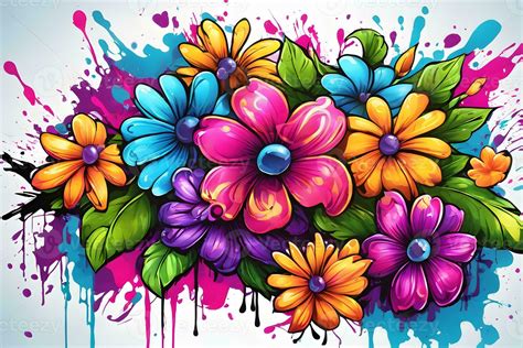 Flower Graffiti Wallpaper, Graffiti Background, Floral Graffiti Pattern ...