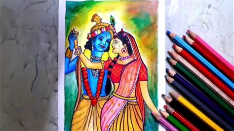 Art Simple Cute Radha Krishna Drawing : The design shown here is a simple combination of lines ...