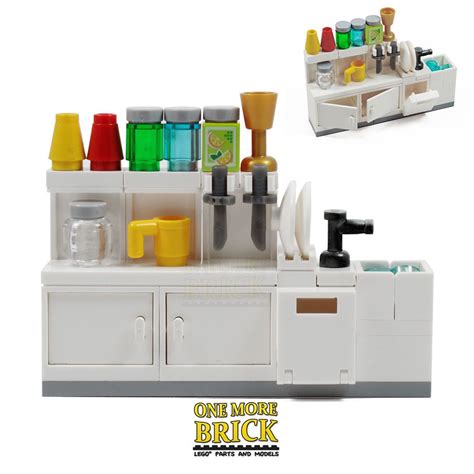 (Lego Kitchen with Accessories. Over 40 pieces - all new Lego. Model features include Sink ...