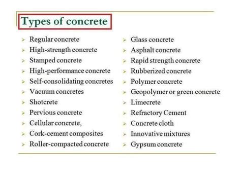 Civil Engineer - Types of concrete