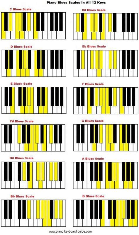 Piano blues scale in all 12 keys. #learnpiano | Scala blues, Teoria musicale, Spartiti musicali