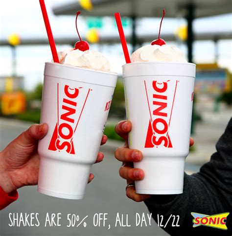 Sonic | Half Priced Shakes Today (12/22)