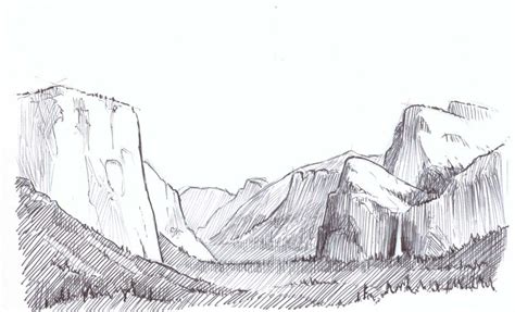 Crosshatching Landscape Step-by-Step- Yosemite Valley | Landscape steps ...