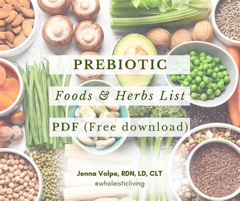 Prebiotic Foods & Herbs List PDF (Free Download) | Jenna Volpe, RDN, LD, CLT- Functional ...