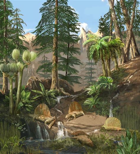 Permian River Environment, by Karen Carr #prehistoriccreatures Permian River Environment, by ...