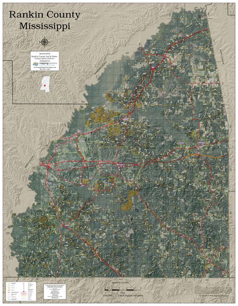 Rankin County Mississippi 2020 Aerial Wall Map | Mapping Solutions