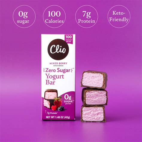 Zero Sugar Mixed Berry Greek Yogurt Bar - 10 Bar Count | Clio Snacks