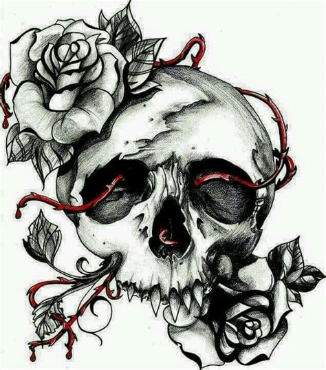 Skull With Rose Drawing at GetDrawings | Free download