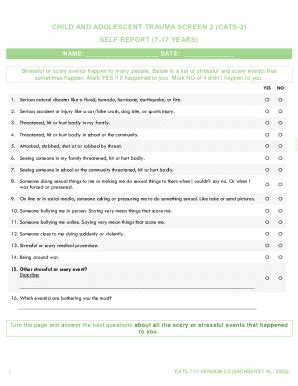 Fillable Online Child and Adolescent Trauma Screen (CATS) - Youth Report Fax Email Print - pdfFiller