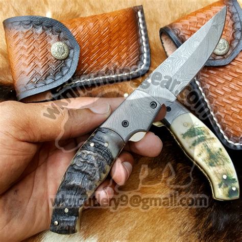 Damascus Steel folding knives set... - WKN Hunting Gears