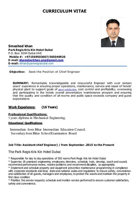 s.khan.cv for Chief Engineer