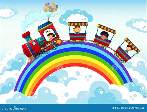 Train and rainbow stock vector. Illustration of ride - 52778433