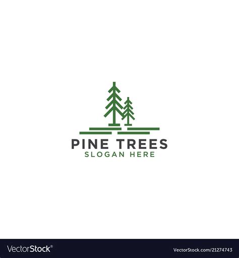 Pine tree line art logo design template Royalty Free Vector