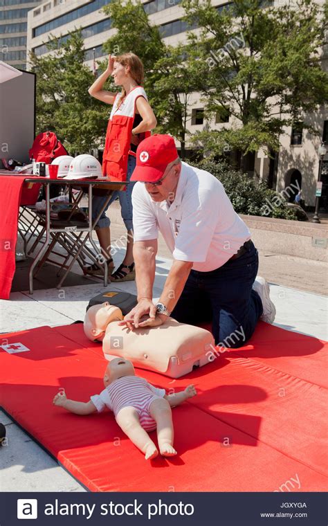 American Red Cross representative during CPR demonstration (CPR ...