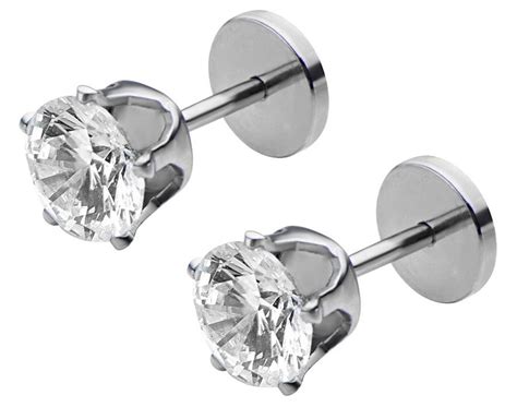 ComfyEarrings CZ Crystal Prong Stud Earrings Pair With Comfortable Flat ...