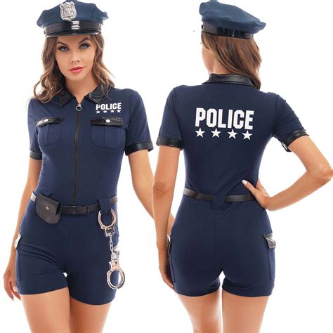 Damen Sexy Polizei Kostüm Polizistin Uniform Outfit Halloween Fasching ...