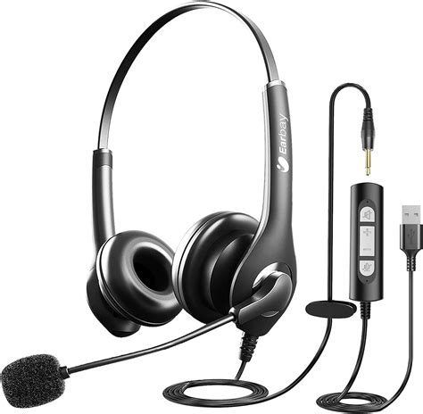 USB Headset, PC Headset with Mic with 3.5mm Jack Noise Cancelling ...