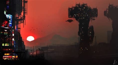 RED by J.H. aka Suiatsu Cyberpunk City, Cyberpunk 2077, Retro Futuristic, Backgrounds Desktop ...