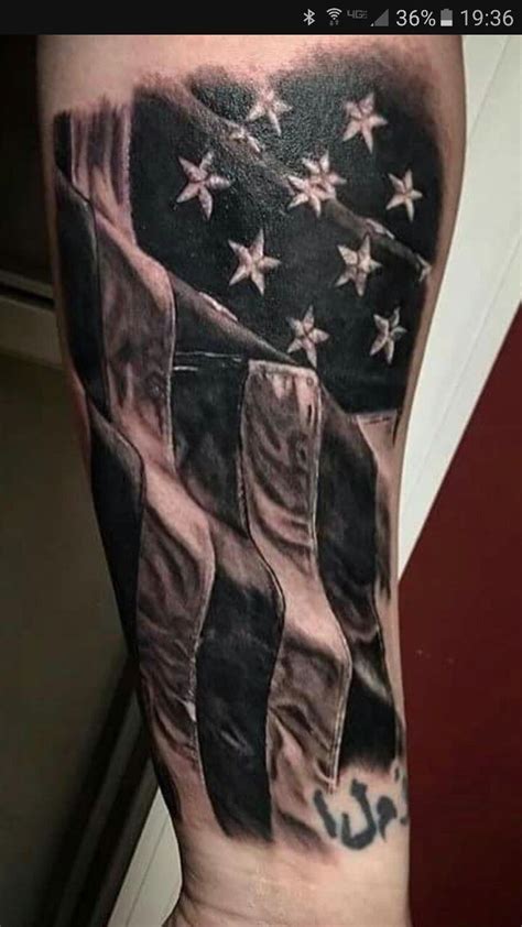 Waving American Flag Tattoo