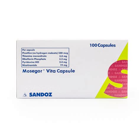 MOSEGOR VITA Pizotifen / Vitamin B Complex Capsule 100's price in the Philippines | MedsGo Pharmacy